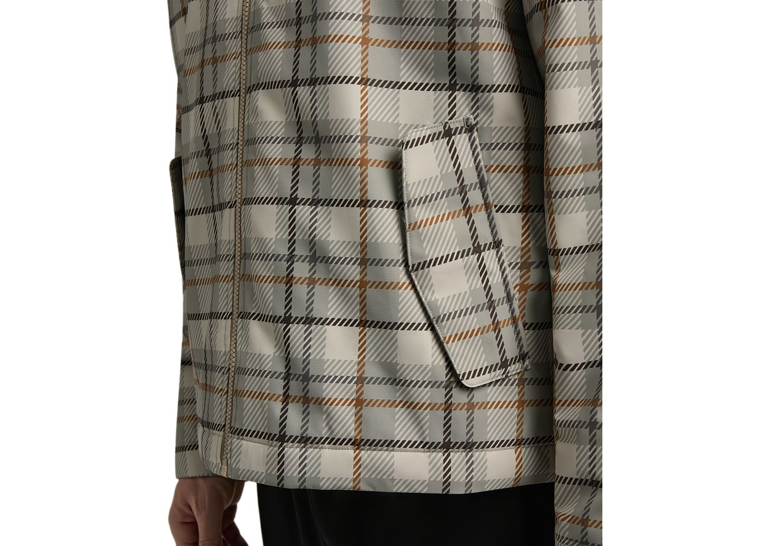 Men's Zipper-Front Plaid Print Jacket