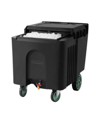 Commercial Ice Caddy, 125 lbs Insulated Rolling Ice Bin with Wheels and Sliding Lid