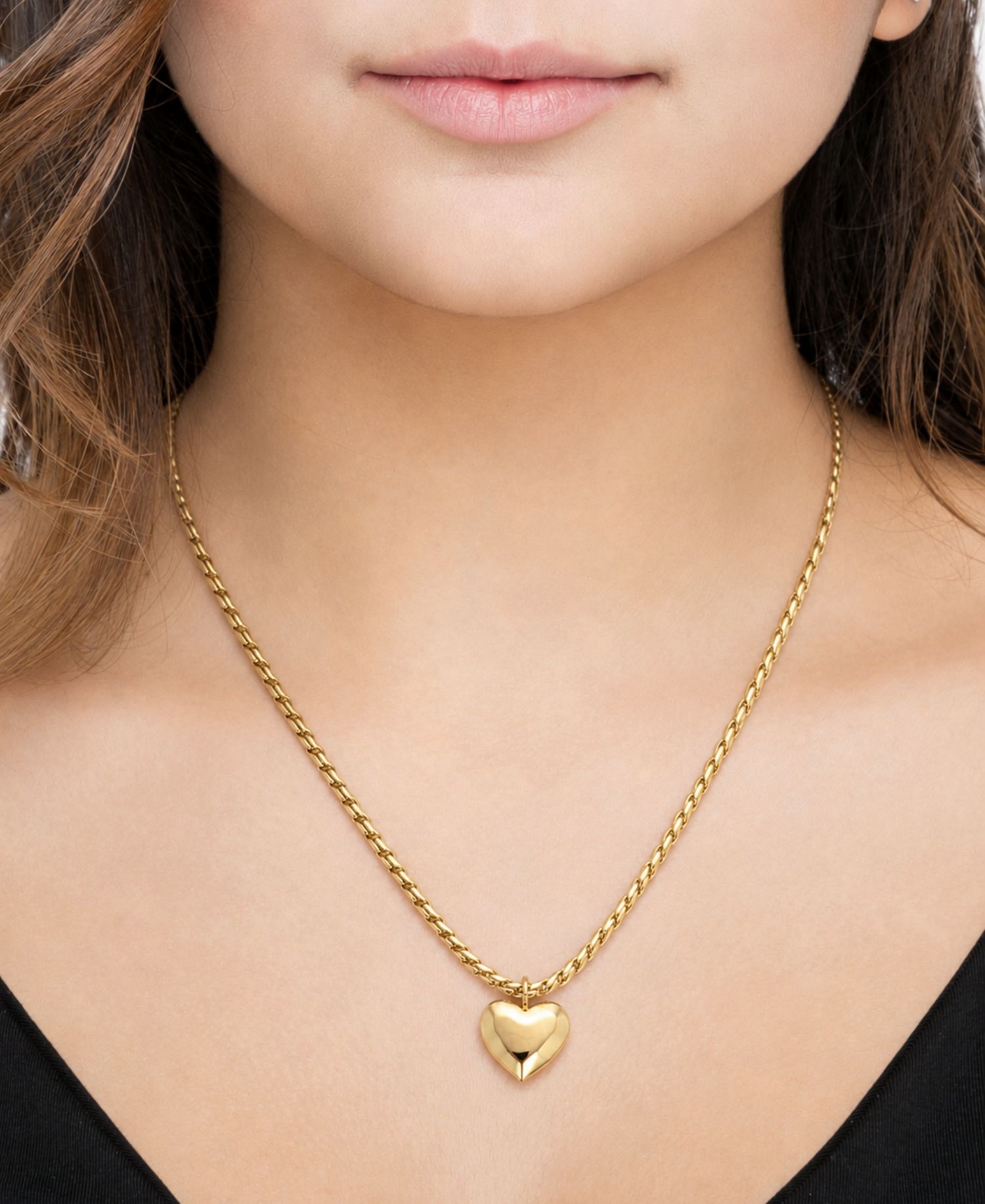 18k Gold Plated Brass Heart Pendant Necklace