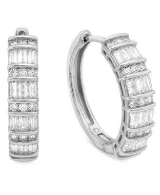 Cubic Zirconia Hinge Hoop Earrings