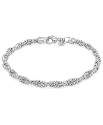 Silver, Gold Plated Brass Twisted Chain Bracelet