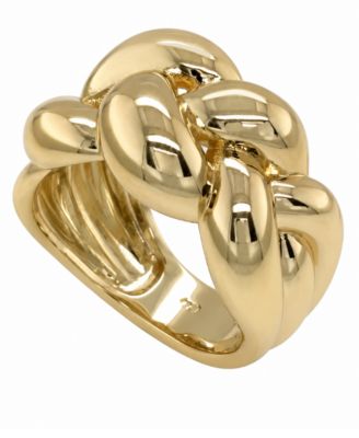 Silver Plated or 18k Gold Plated Brass Puff Braided Ring