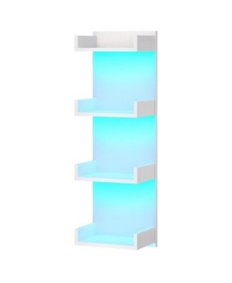 Floating Wall Shelves with LED Lights 4-Tier Display Storage Shelves for Bedroom Living Room