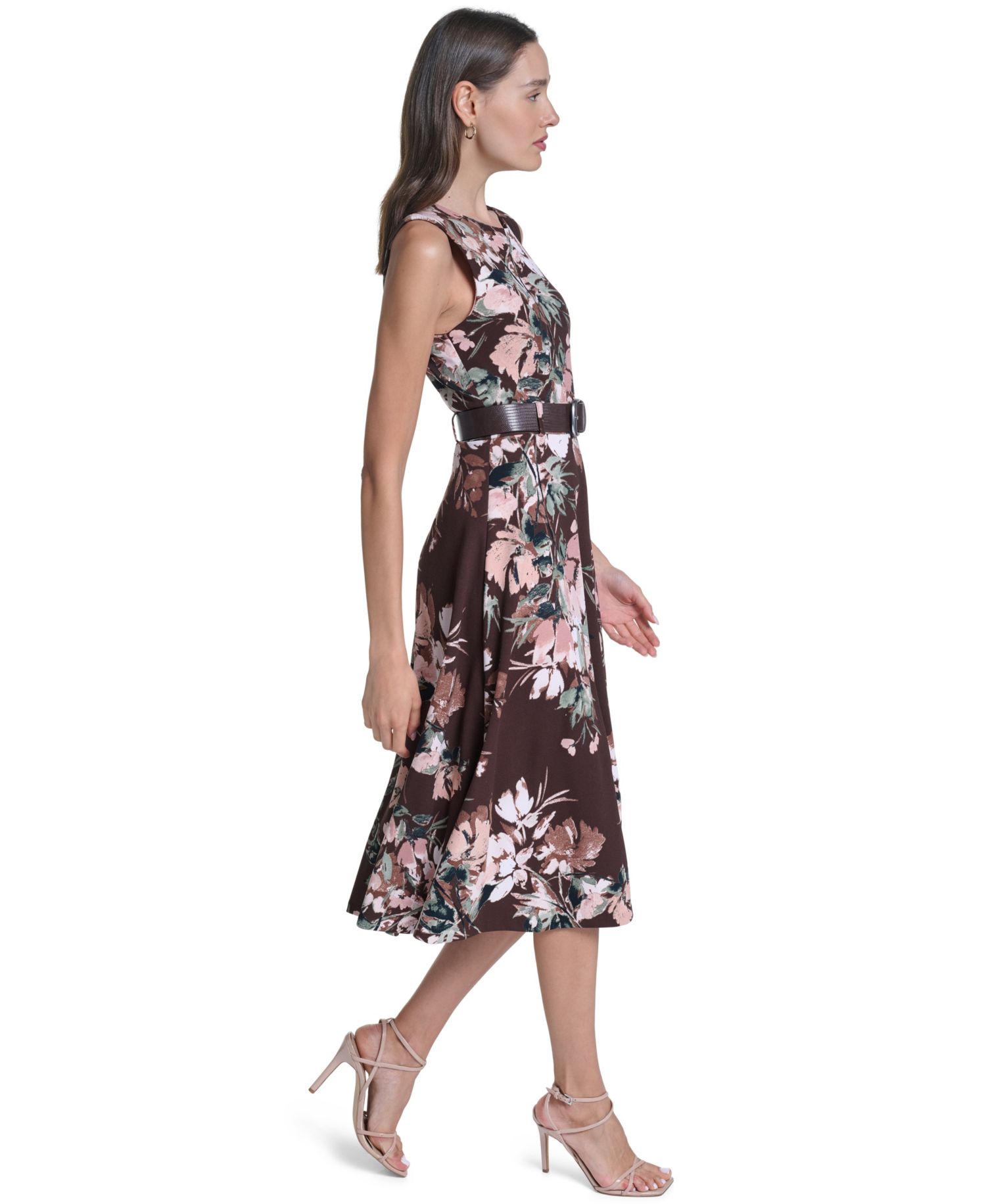 Women's Floral-Print A-Line Midi Dress