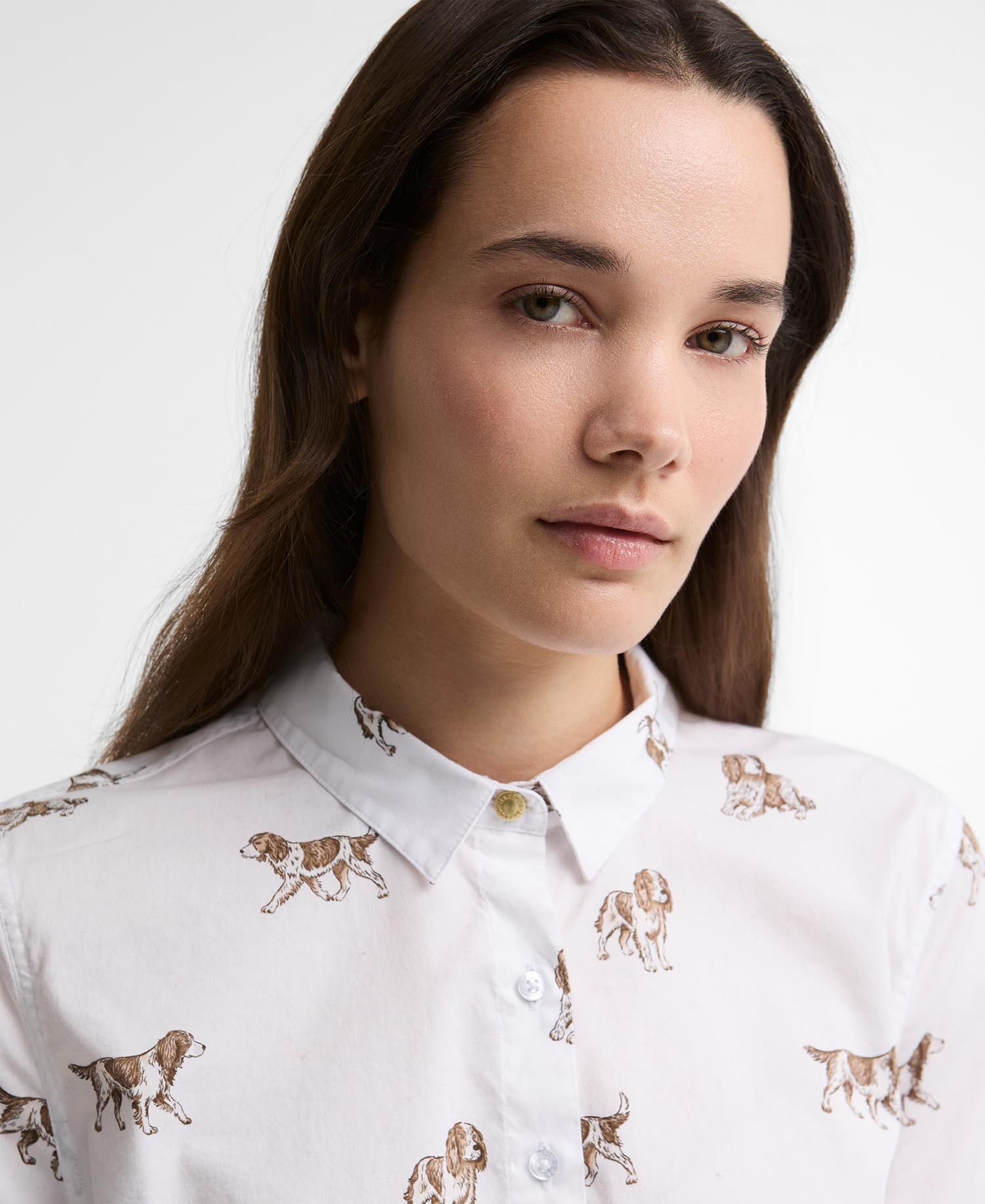 Women's Brambles Long-Sleeve Dog-Print Button-Down Shirt