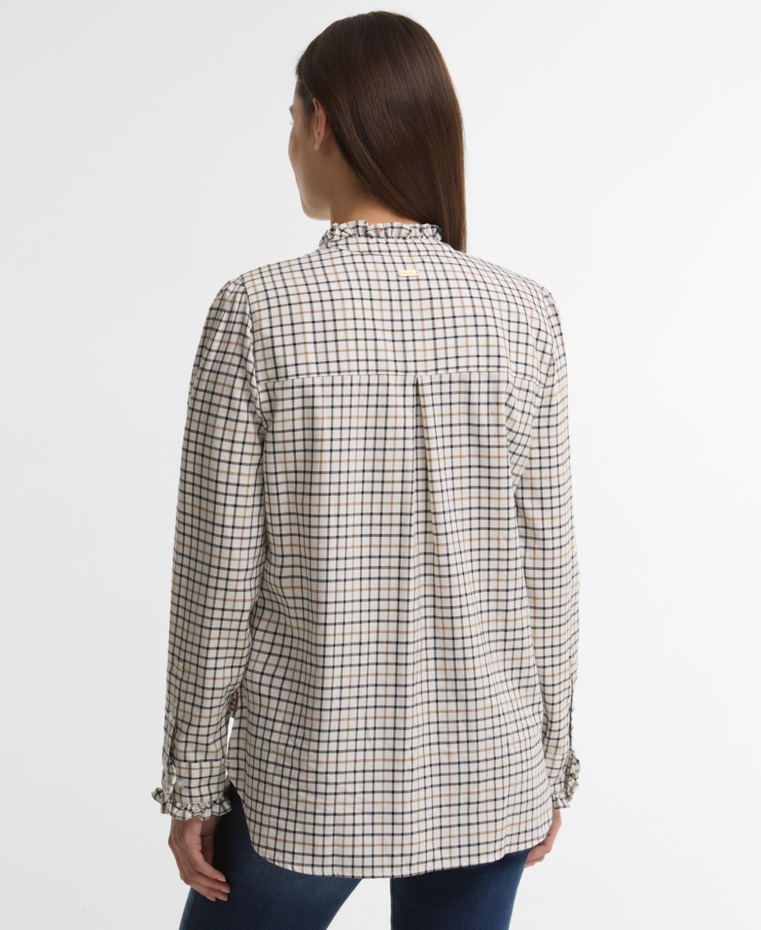 Women's Fareham Plaid Ruffle-Neck Lyocell-Blend Shirt