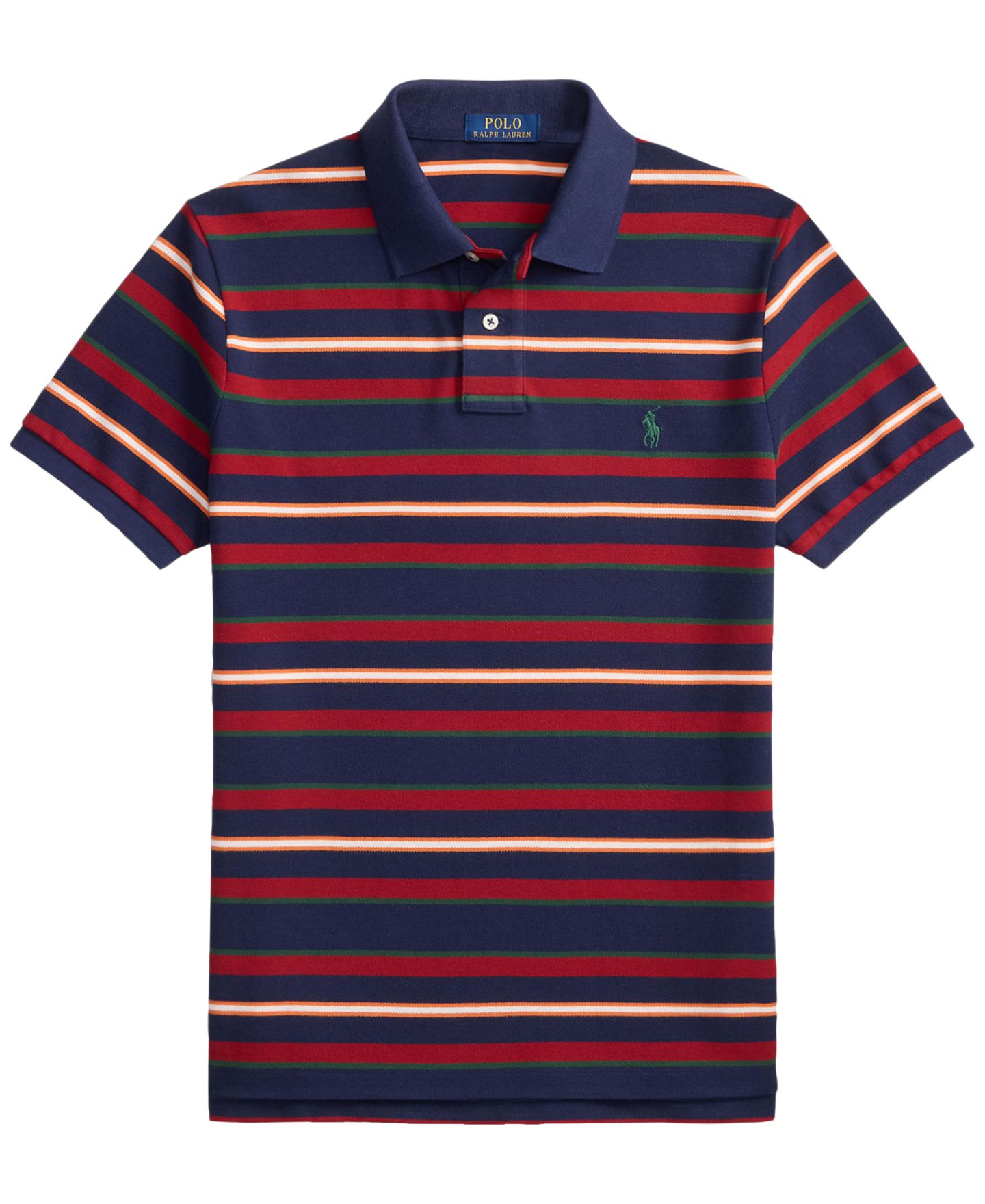 Мужское поло Polo Ralph Lauren Classic-Fit Stripe Mesh Polo Shirt, цвет: Тёмно-синий разноцветный — фото 6
