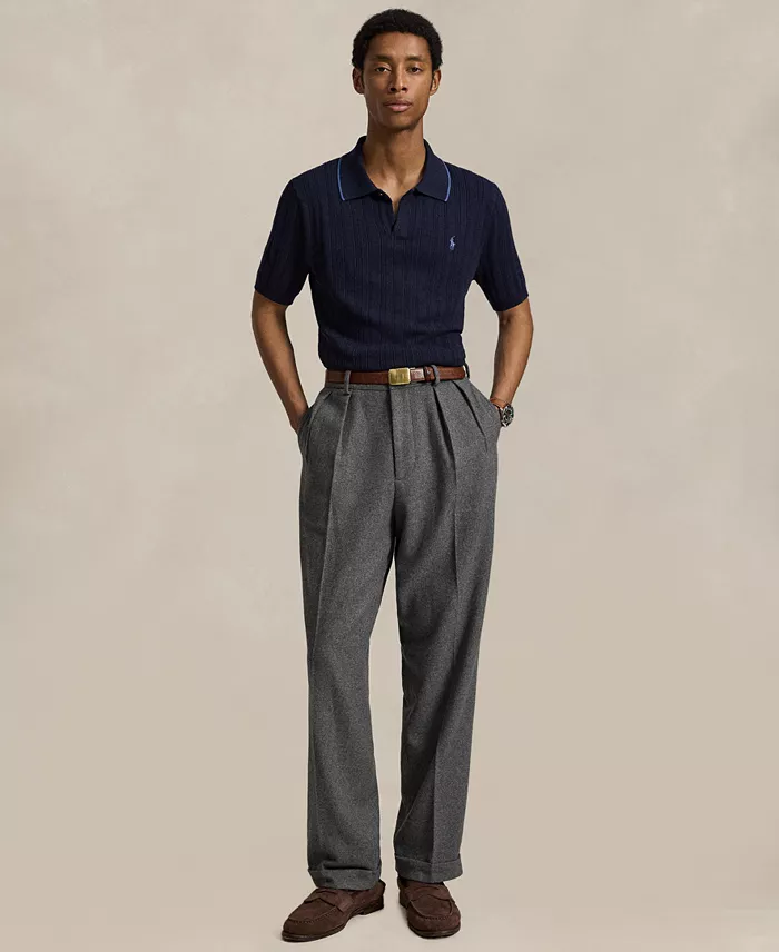 Men's Textured Cotton Polo Shirt - thumbnail 7