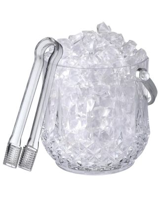 Portable Clear Plastic Ice Bucket With Handle and Clip 60oz Capacity For Home Bar Parties