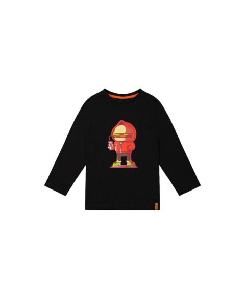 Футболка Deux par Deux Long Sleeve Organic Cotton для мальчиков, цвет: Чёрный / Красный