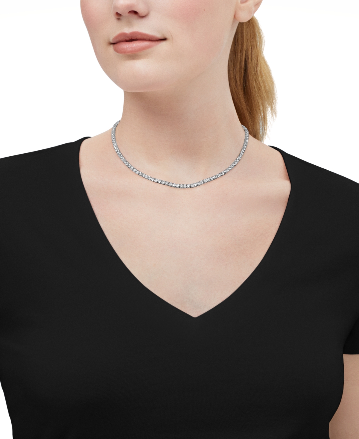 Macy's Created White Sapphire (17-1/5 ct. t.w.) Necklace in 14k Yellow Gold Plated Sterling Silver