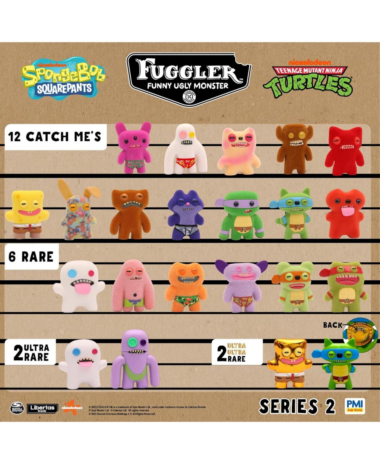 Детские фигурки Fuggler Teenage Mutant Ninja Turtles and SpongeBob 2.5" Assorted 6-Pack Action Figures, Ages 4+ — фото 3