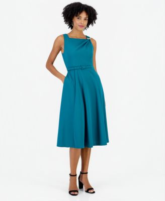 Women's Embellished Tank A-Line Square Neck Midi Dress