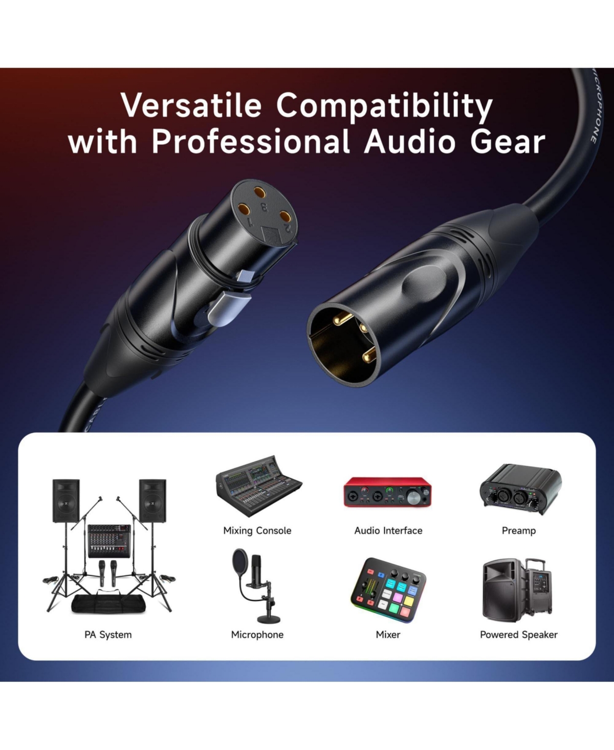 Lofree 2 Pack Xlr Microphone Cables 21 Awg Oxygen Free Copper Balanced Audio Cord