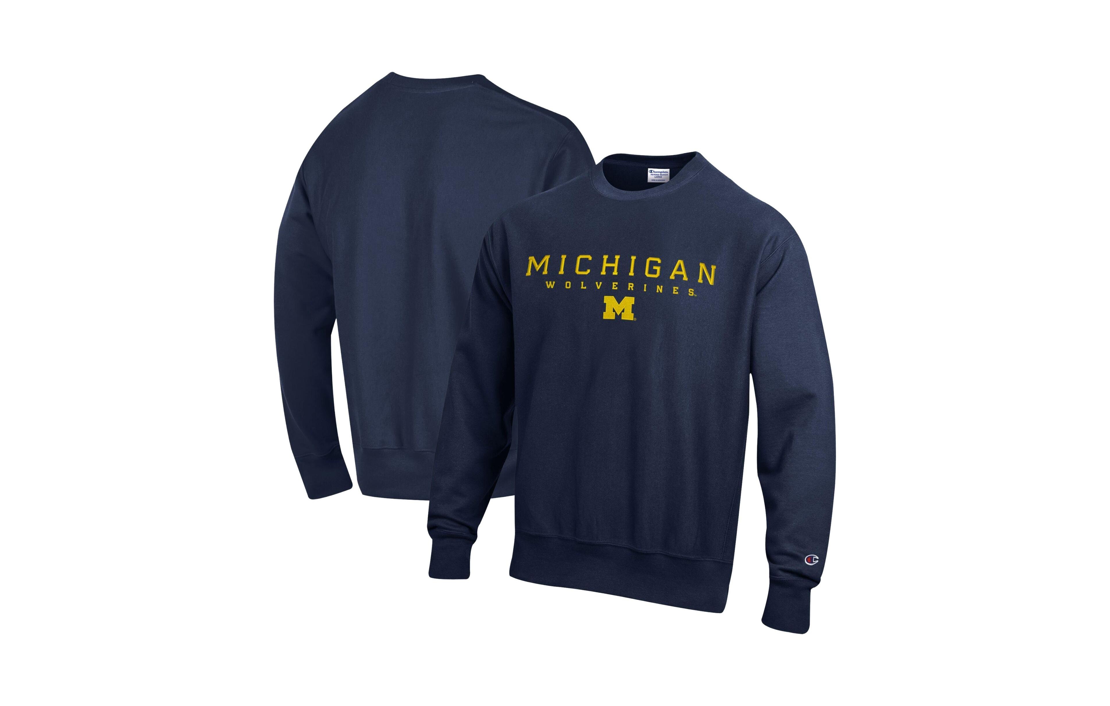 Champion Men's Navy Michigan Wolverines Relentless Reverse Weave Sweatshirt
