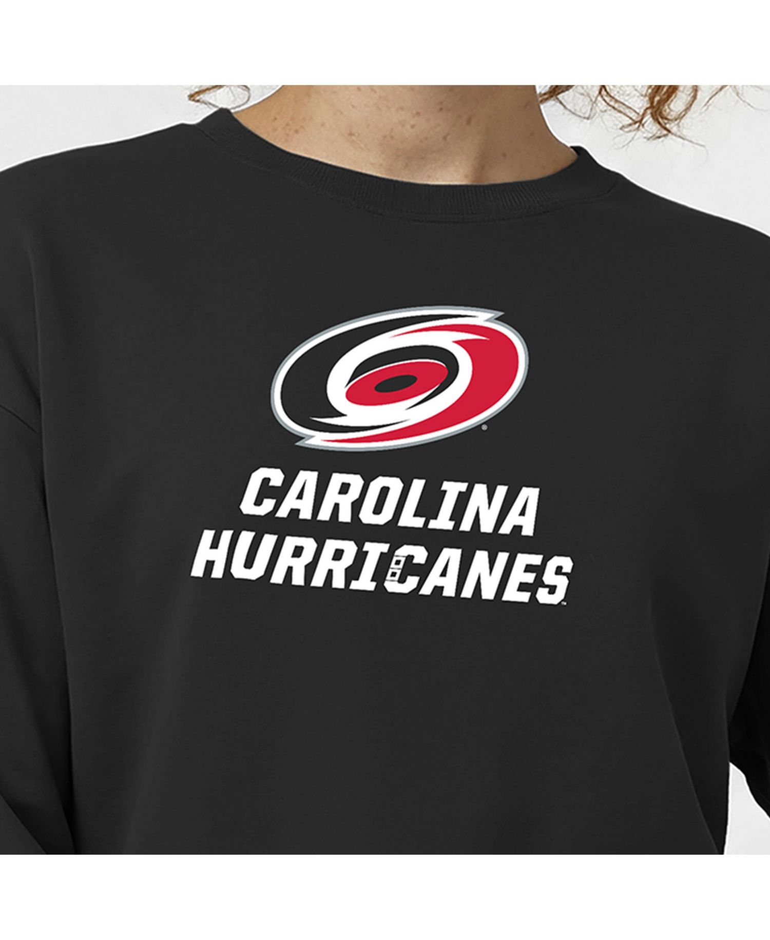 Women's Black Carolina Hurricanes Wordmark Lockup Powerblend Sweatshirt