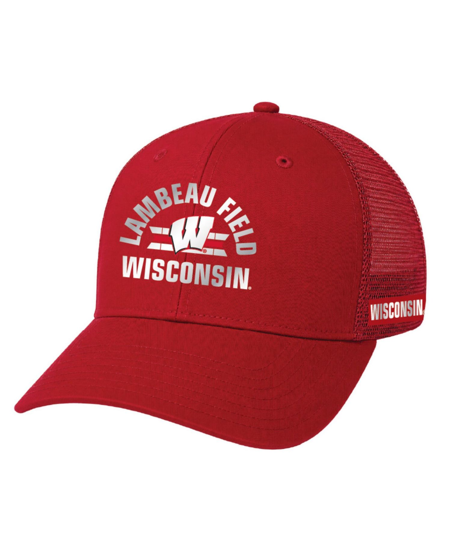 Men's and Women's Red Wisconsin Badgers 2026 Lambeau Field Collection Washed Performance Trucker Adjustable Hat