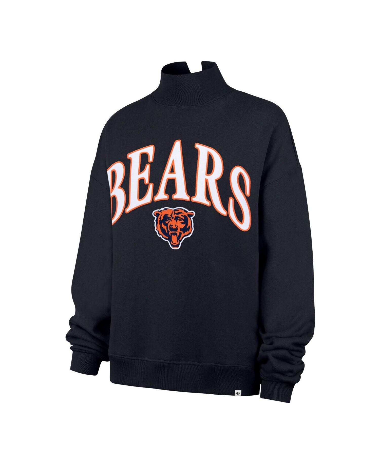 47 Brand Women's Navy Chicago Bears Oversized Vantage Mock Neck Sweatshirt