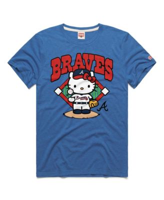 Men's and Women's Royal Atlanta Braves Hello Kitty Tri-Blend T-Shirt