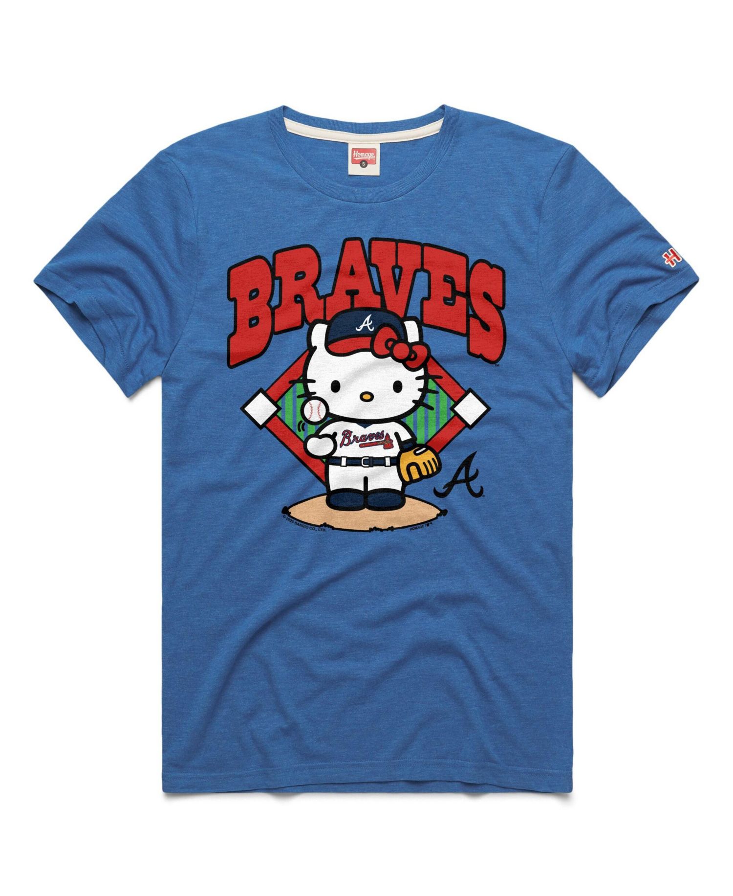 Men's and Women's Royal Atlanta Braves Hello Kitty Tri-Blend T-Shirt