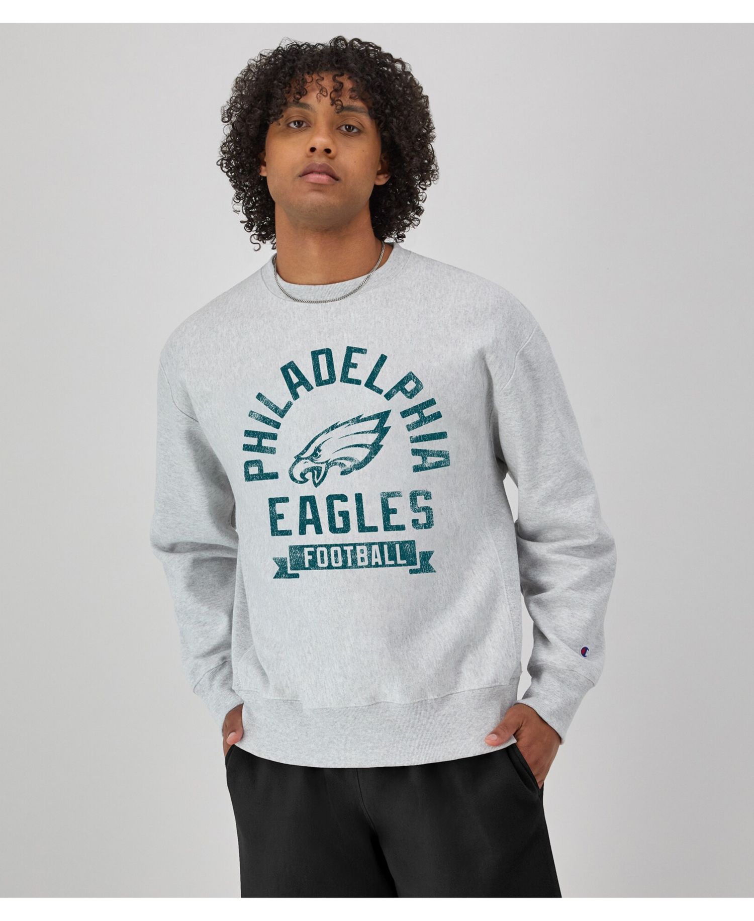 Men's Heather Gray Philadelphia Eagles Reverse Weave Fleece Pullover Sweatshirt