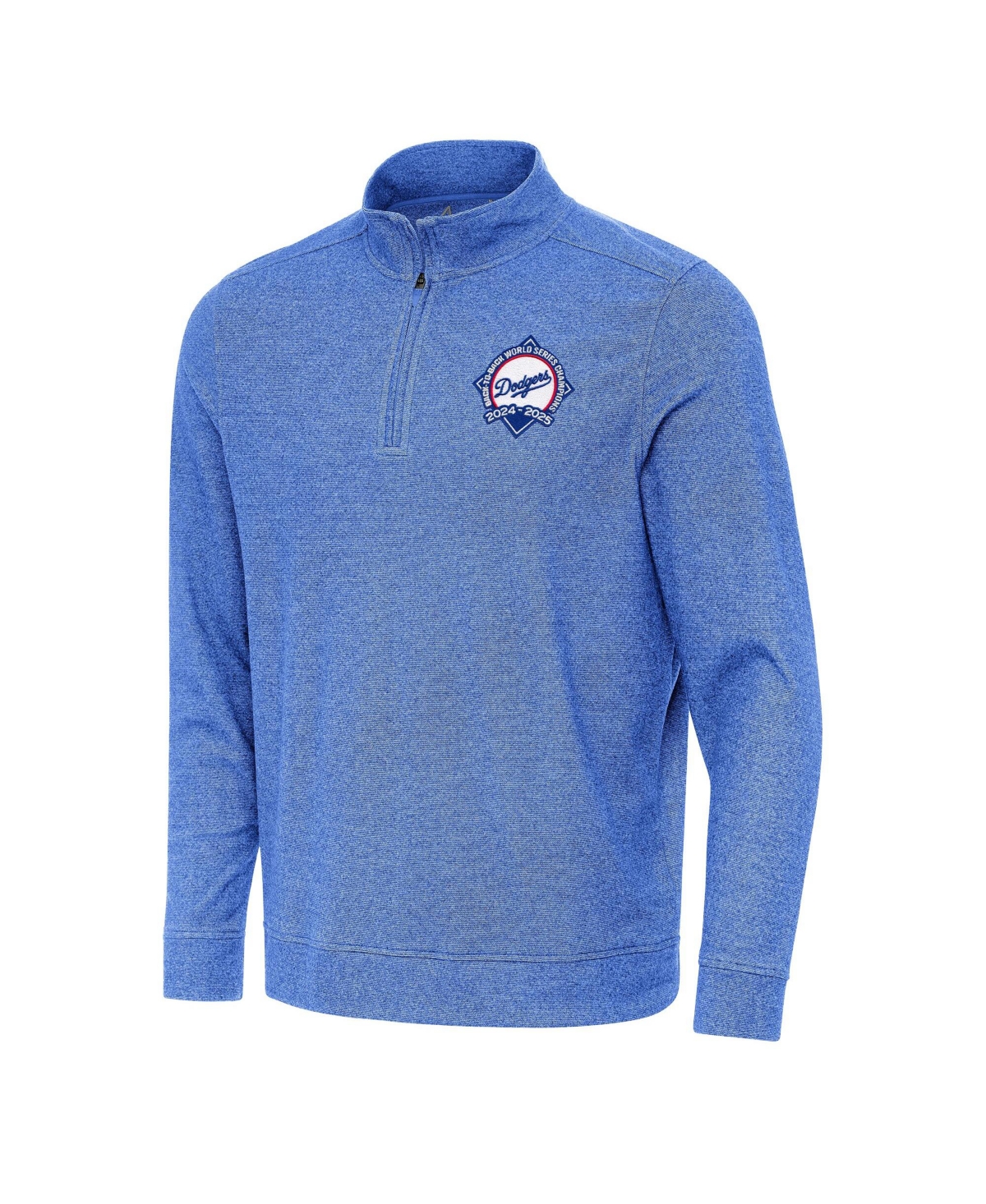 Antigua Men's Heather Royal Los Angeles Dodgers Back-to-Back World Series s Subtle Quarter-Zip Pullover Sweatshirt