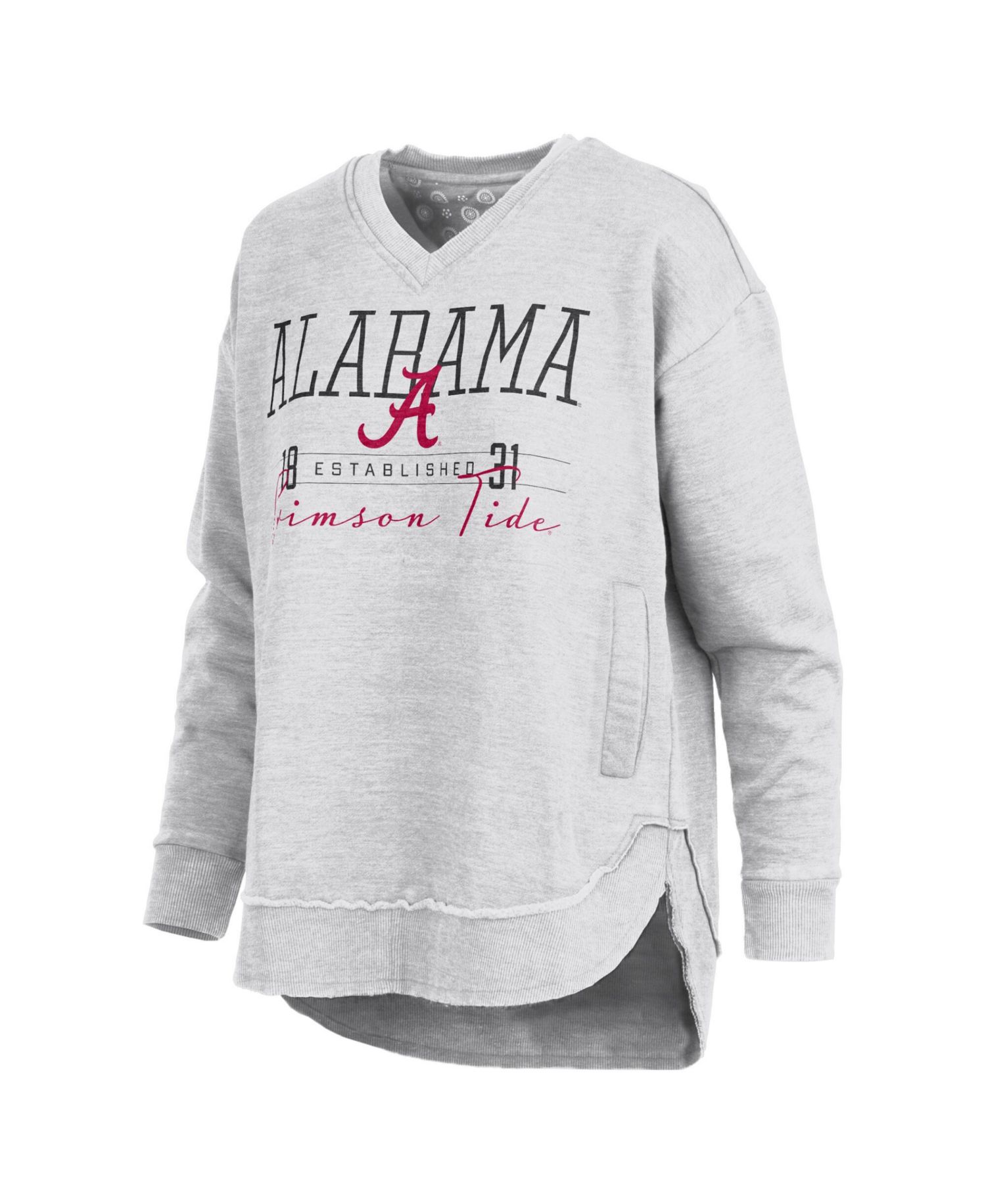 Women's Heather Gray Alabama Crimson Tide Marcus East Hall Poncho V-Neck Sweatshirt