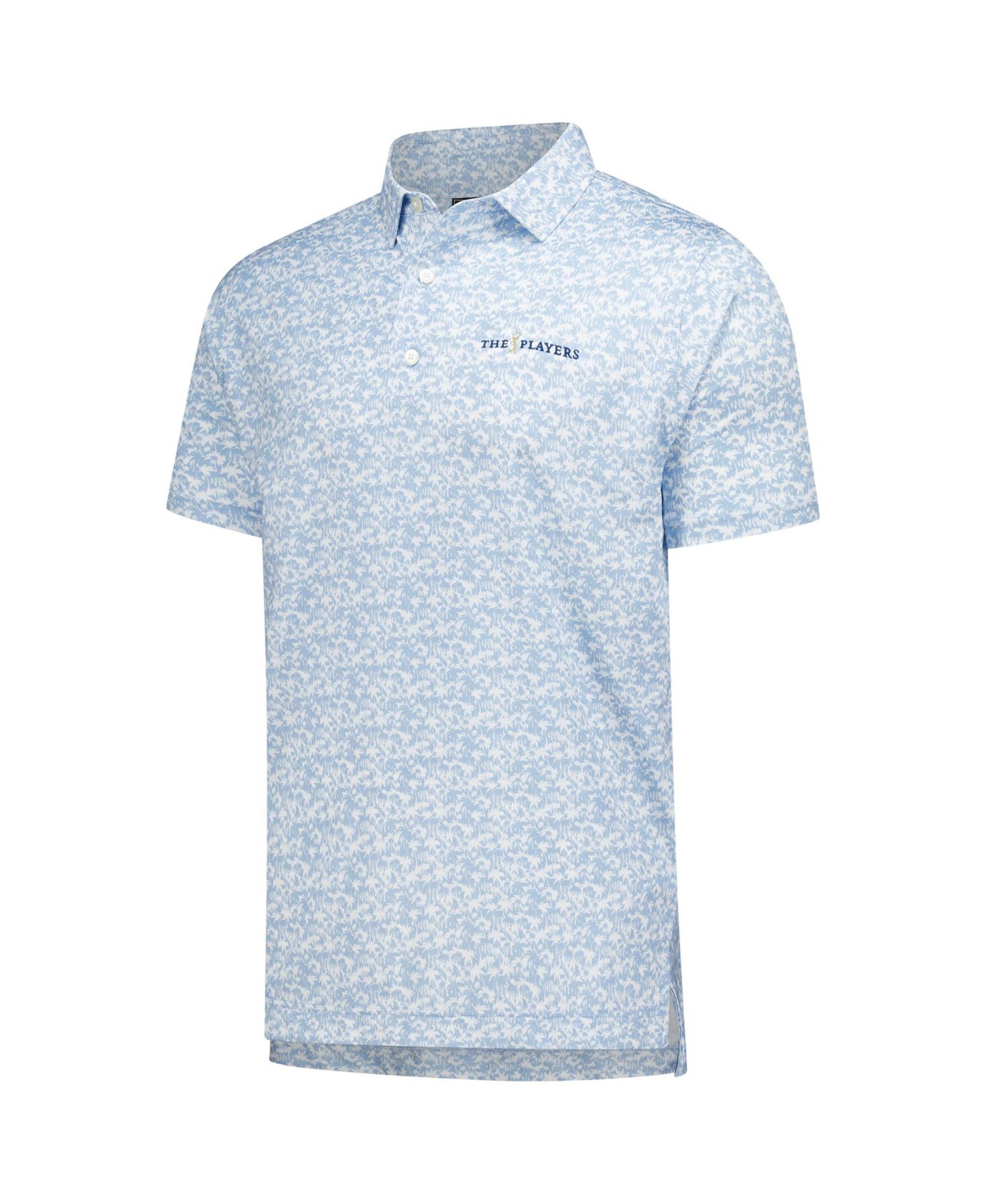 Men's Light Blue THE PLAYERS Hidden Palm Print Lisle Polo Shirt