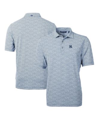 Cutter Buck Men's Navy New York Yankees Virtue Eco Pique Botanical Print Polo Shirt