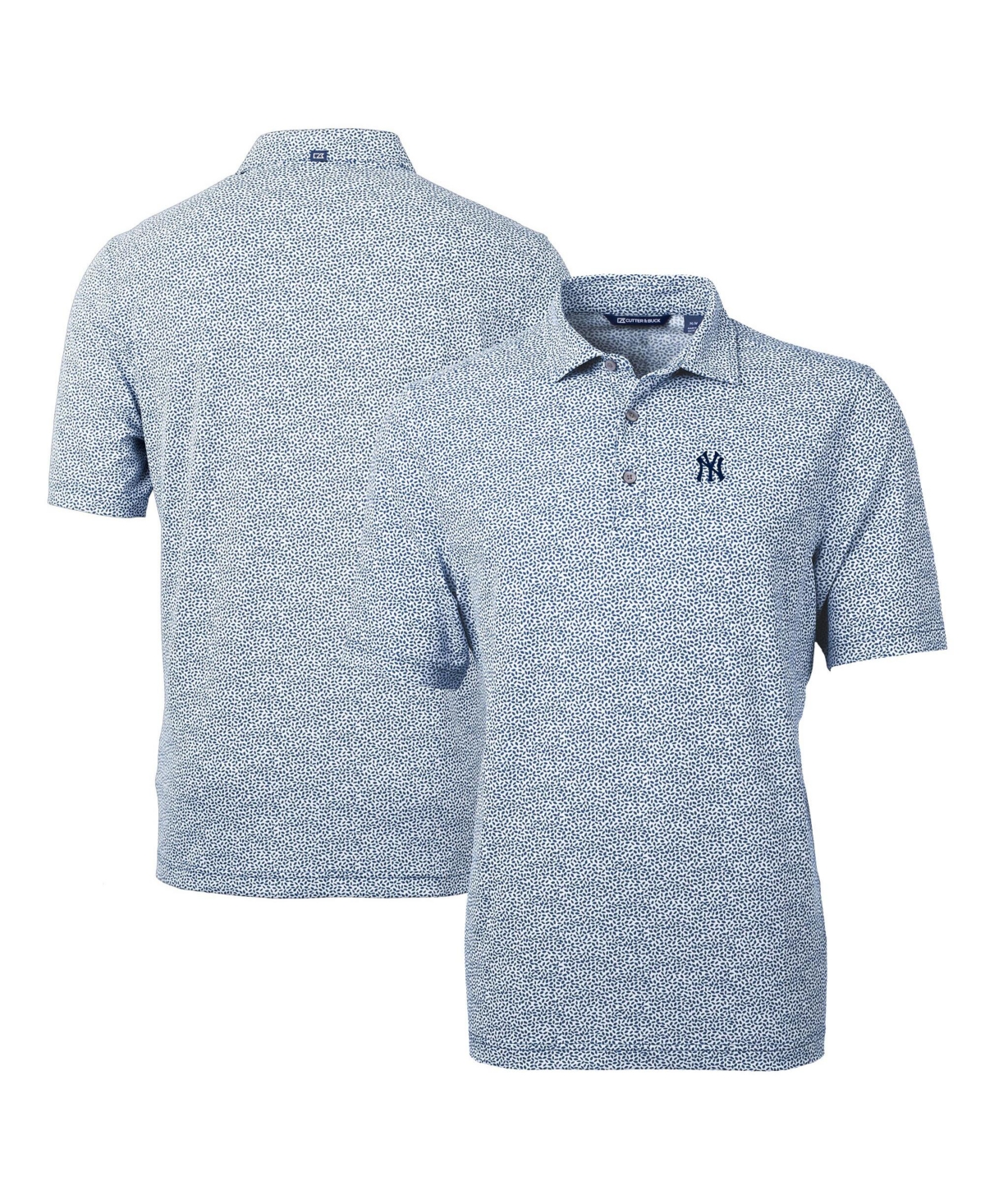 Cutter Buck Men's Navy New York Yankees Virtue Eco Pique Botanical Print Recycled Polo Shirt