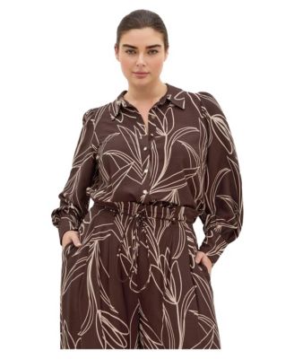 Women's Plus Size Bella Bloom Print Long Sleeve Shirt