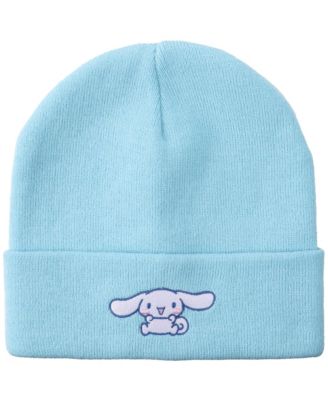 Women's Ribbed Knit, Embroidered Character On Blue Cuff Beanie