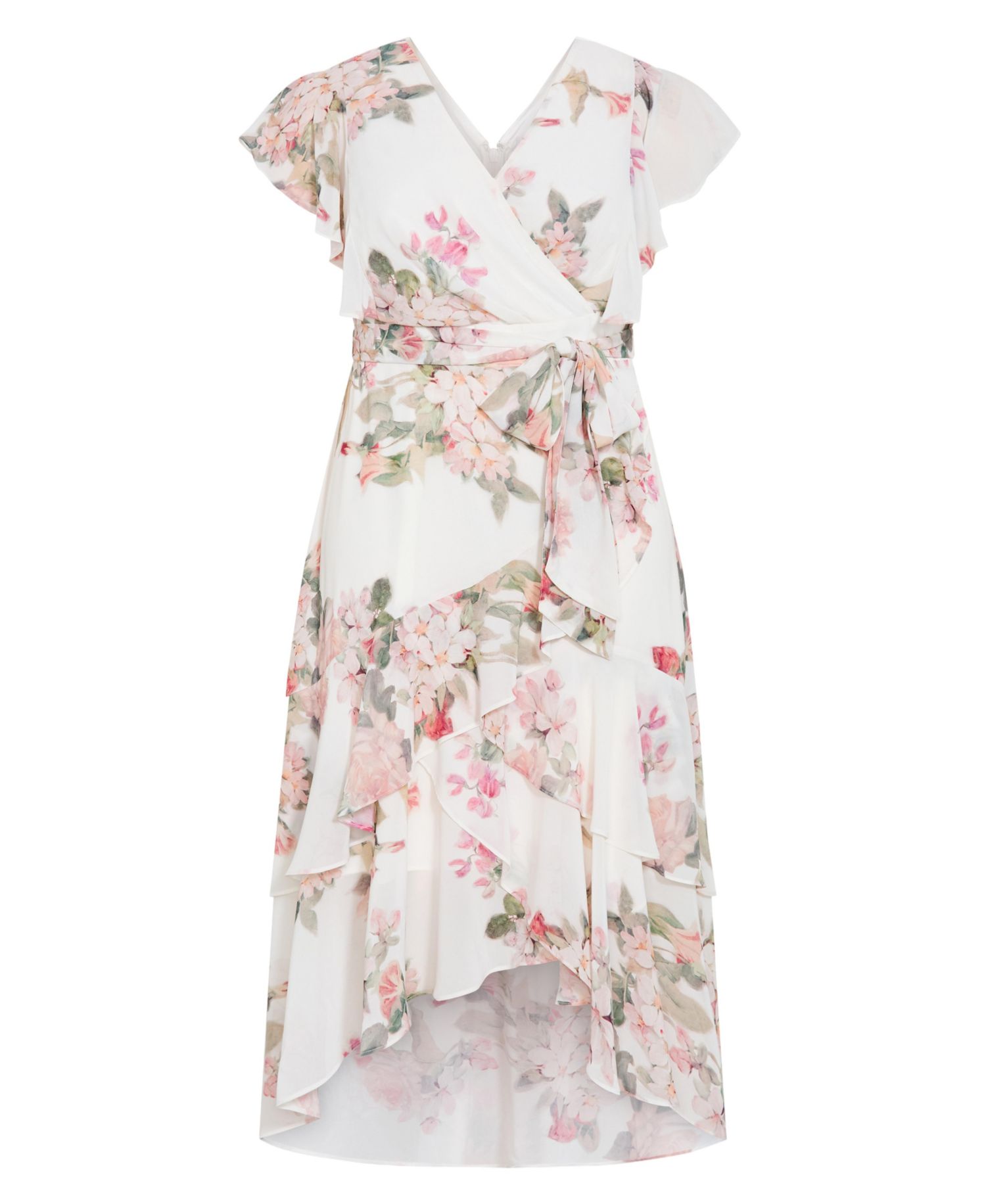Plus Size Demure V-Neck Floral Maxi Dress
