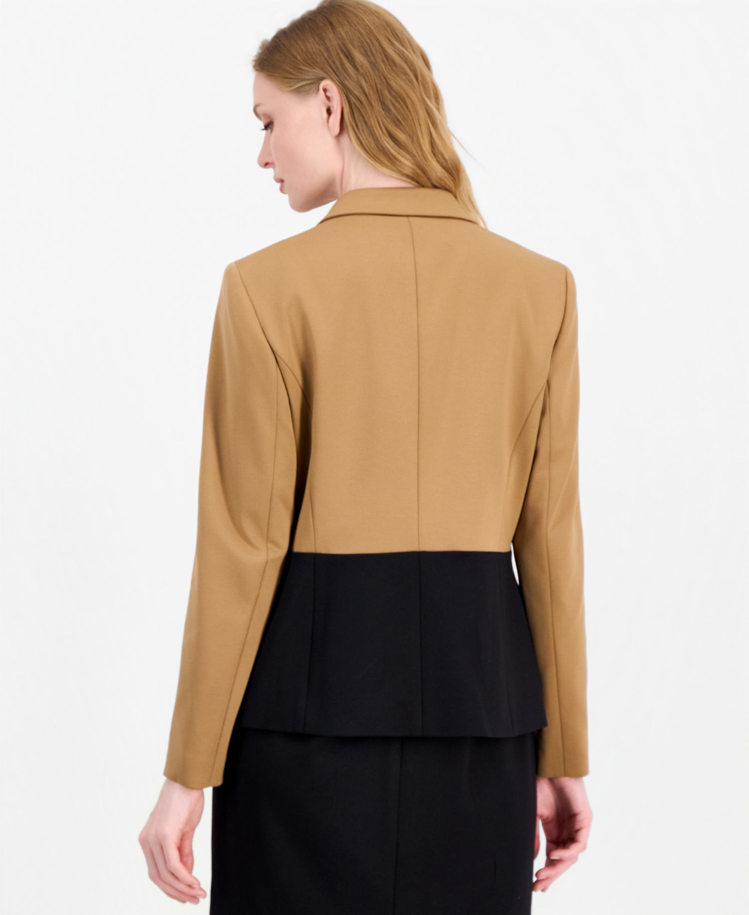 Women's Colorblock One-Button Peplum Jacket and Dress, 2-Piece Set