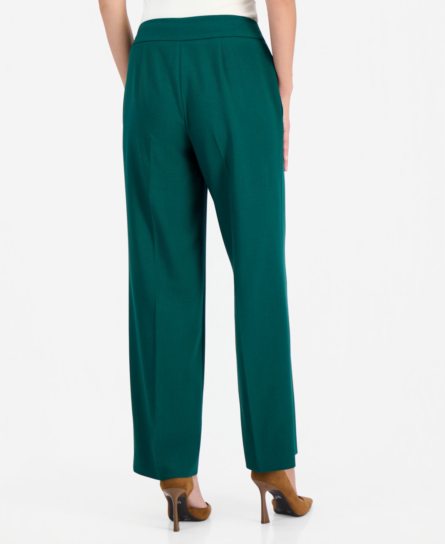 Women's Notch-Collar Stretch Wide-Leg Jacket and Pants, 2-Piece Set