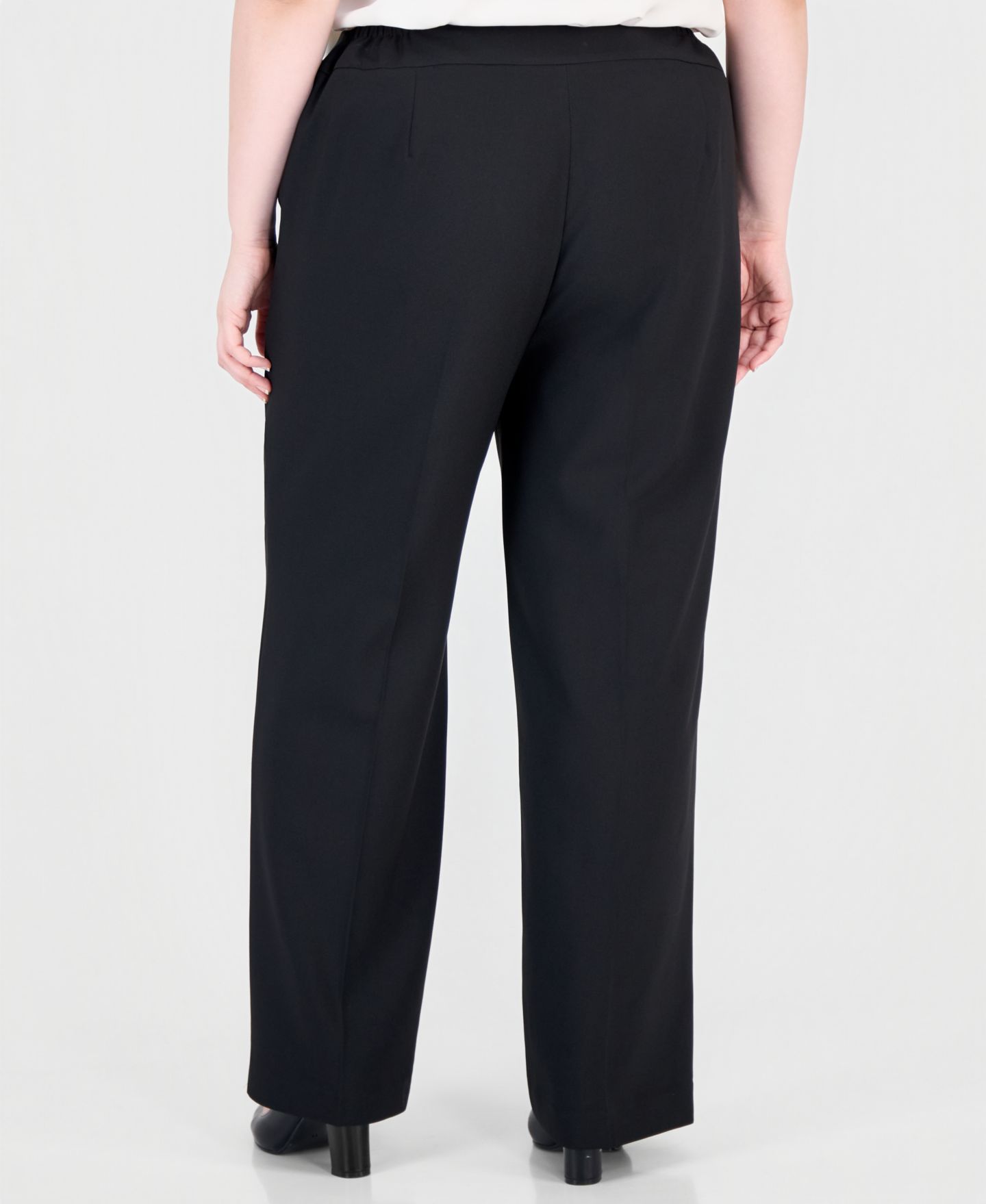 Женский костюм Le Suit классического кроя: жакет и широкие брюки, больших размеров, цвет: Чёрный — фото 4