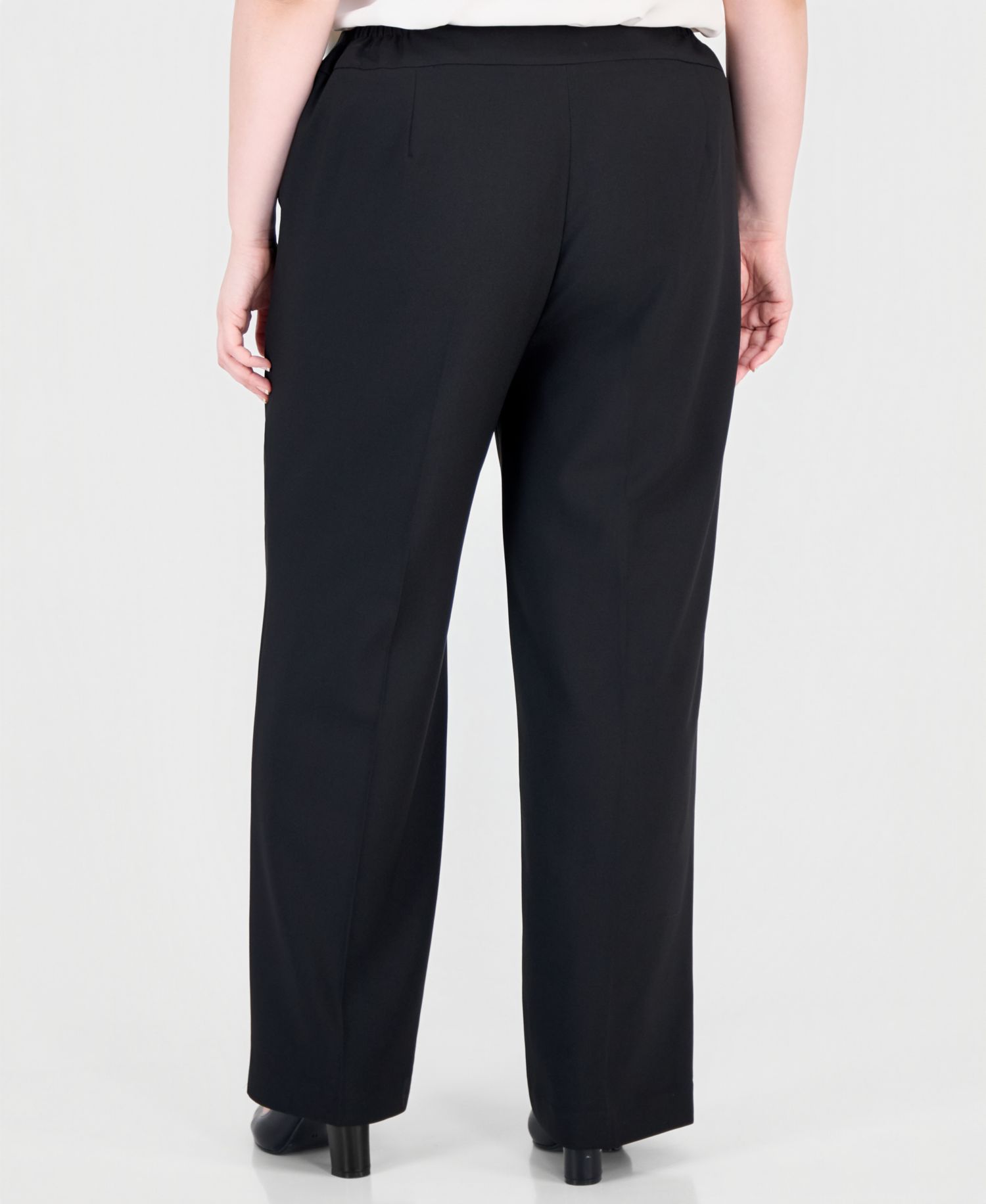 Plus Size Peak Lapel Classic-Fit Wide-Leg Jacket and Pants, 2-Piece Set