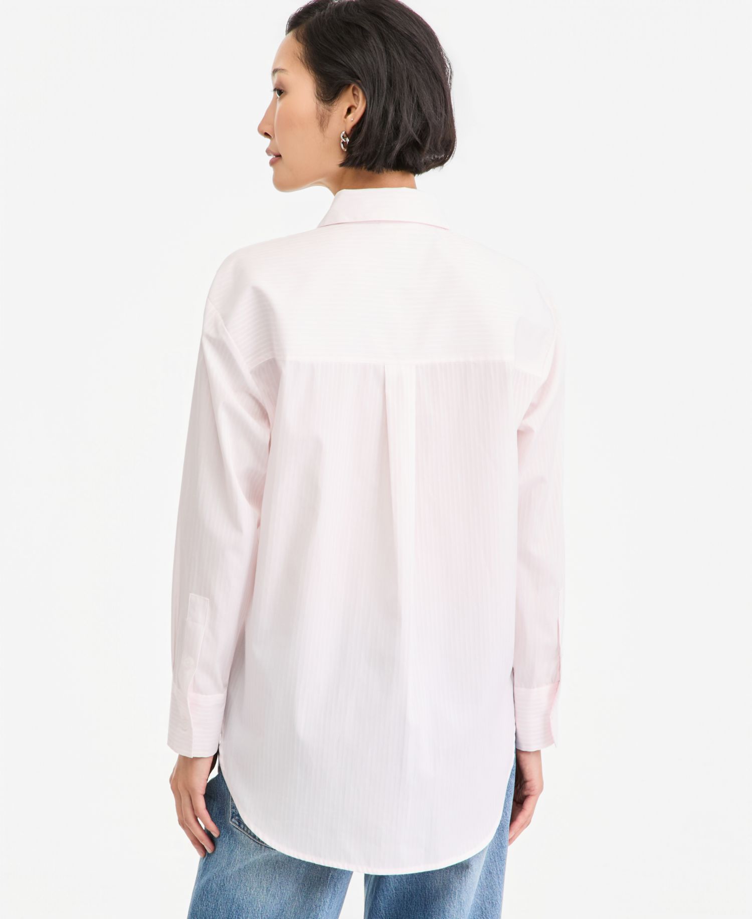 Women's Long-Sleeve Twill Striped Button-Down Shirt