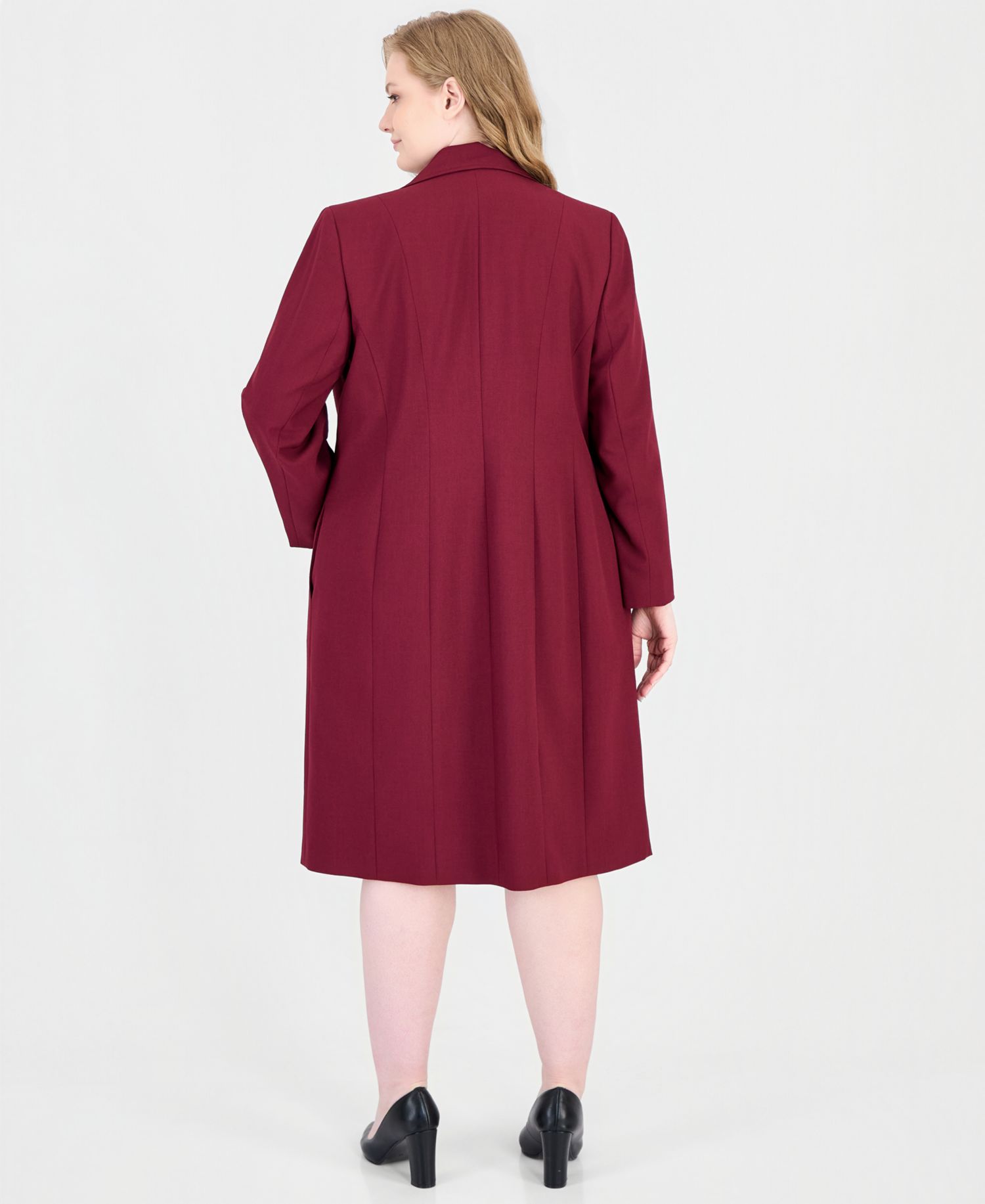 Plus Size Peak Lapel Topper and Basic Sheath Dress, 2-Piece Set