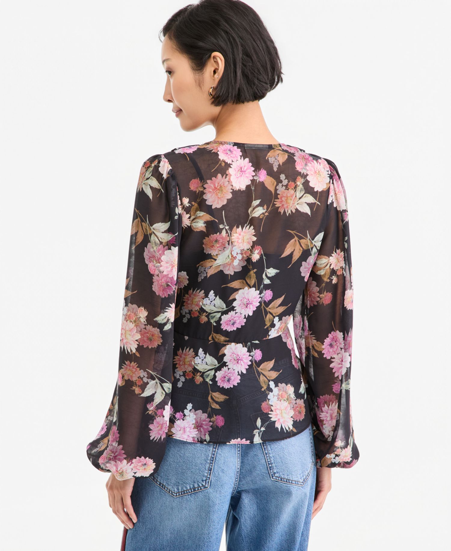 Women's Long-Sleeve Peplum Ruffle Blouse