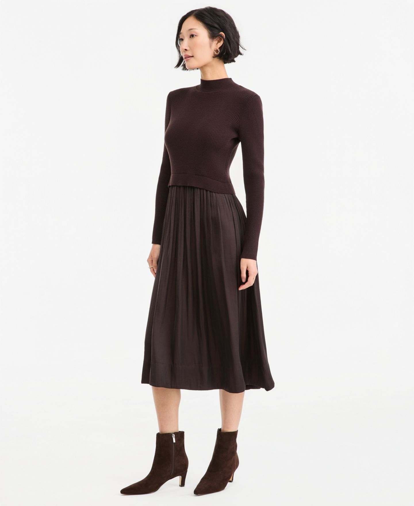 Женское платье On 34th Long-Sleeve Sweater Mixed-Media Midi, цвет: Ganache — фото 3