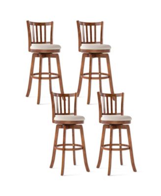 Swivel Bar Stools Set of 4 with Faux Leather Upholstered Seat