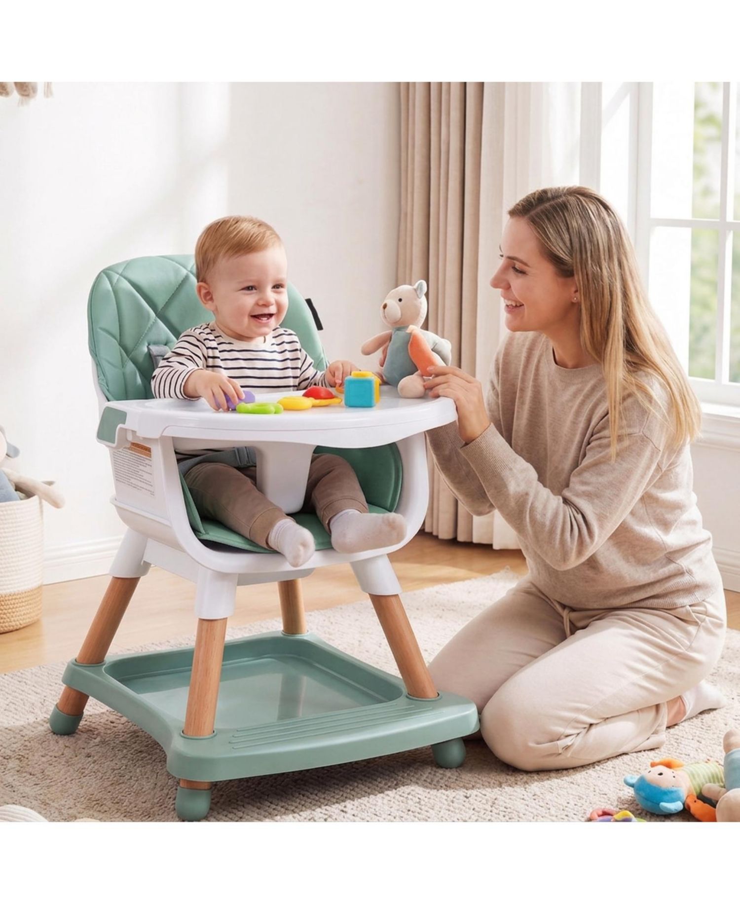 9-in-1 Convertible Baby High Chair with Adjustable Double Tray