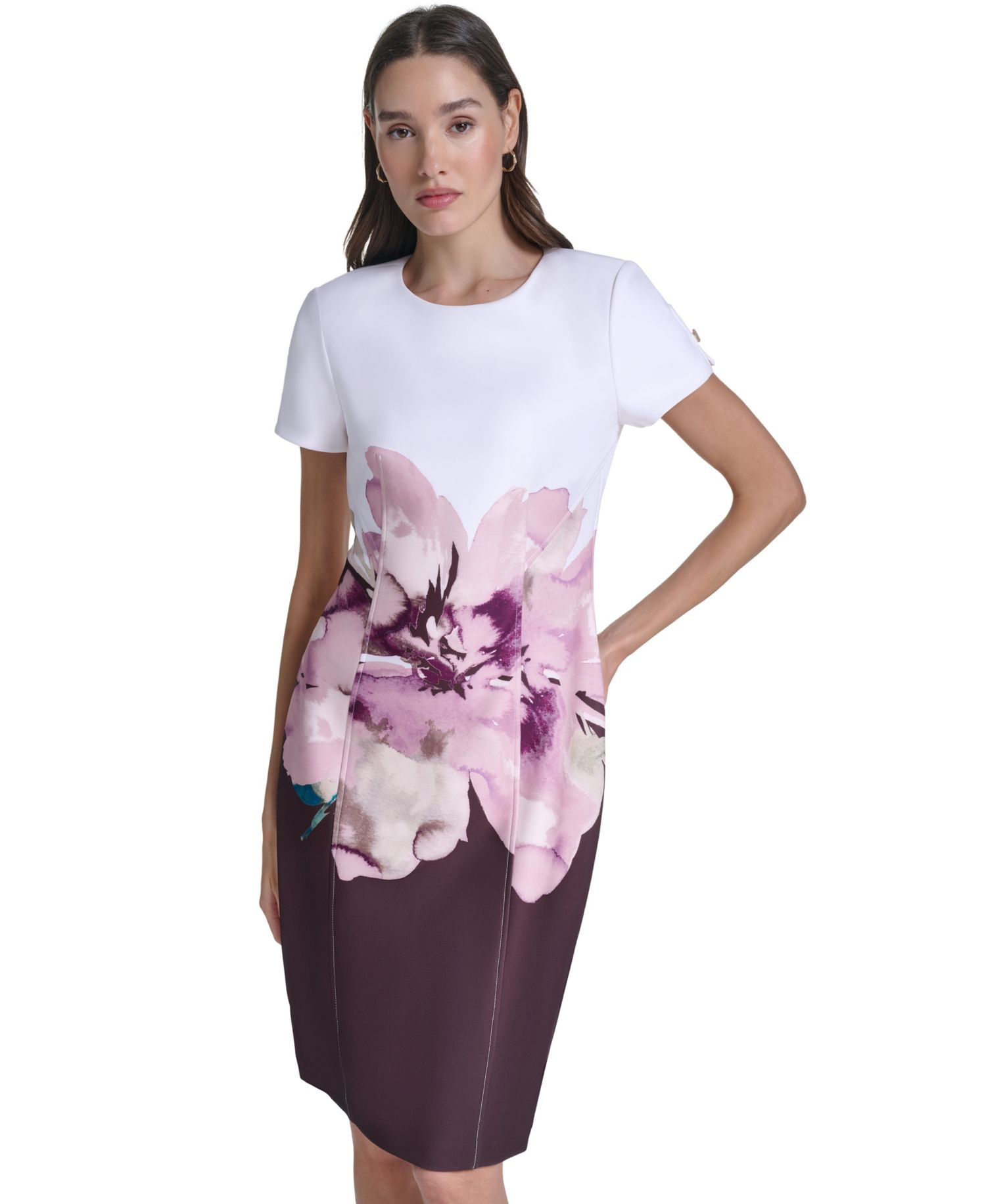 Women's Floral Sheath Midi Dress
