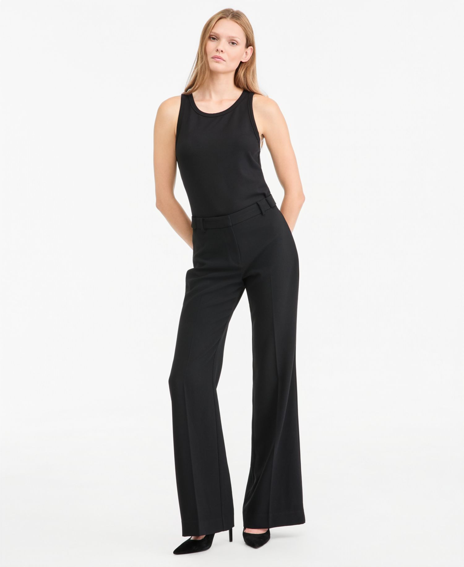Women's Cecelia Wide-Leg High-Waisted Crepe Pants