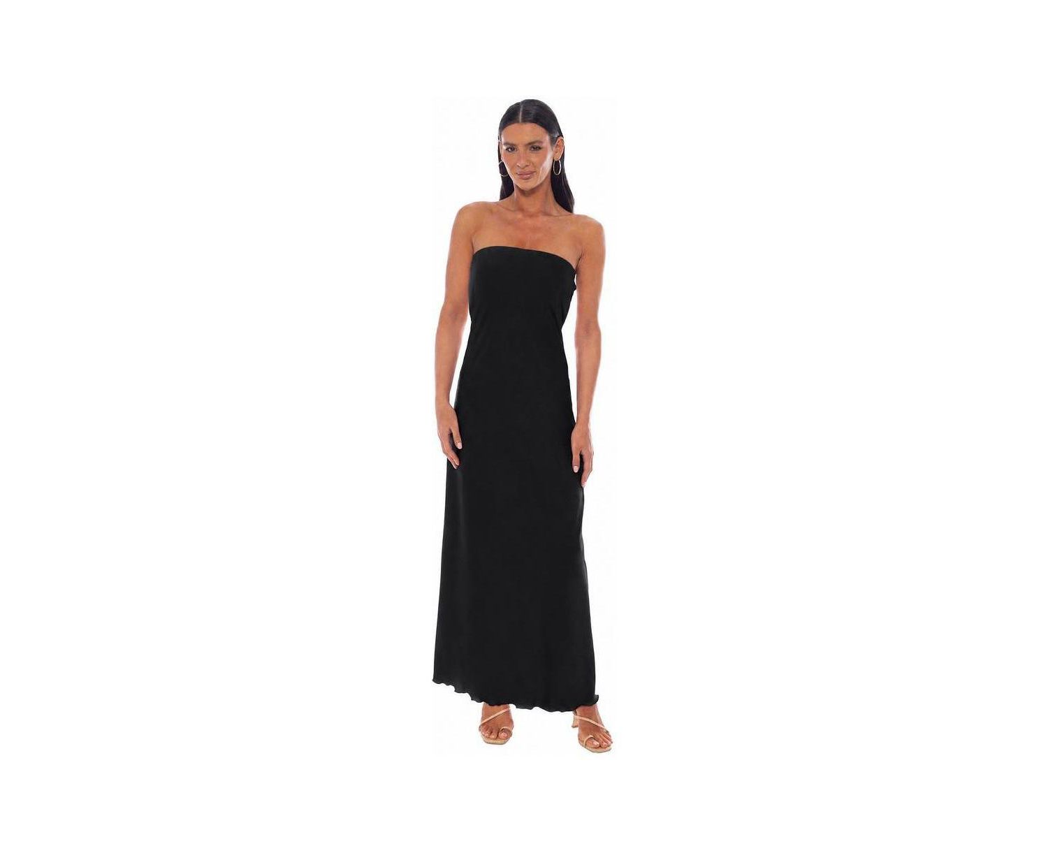 Women's Strapless Maxi Crushed-Satin Dress