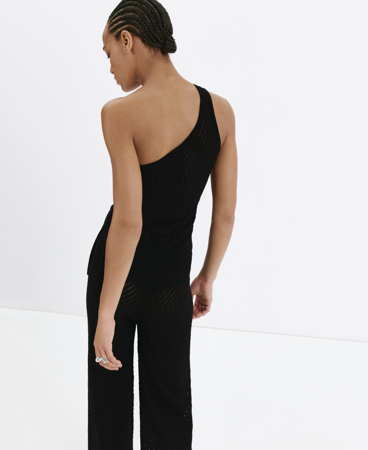 Mango Women's Asymmetrical Open-Knit Top