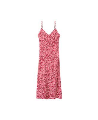 Women's Floral Midi Thin-Strap V-Neck Dress