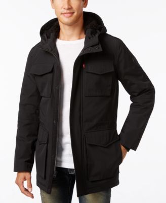 faux fur lined parka mens