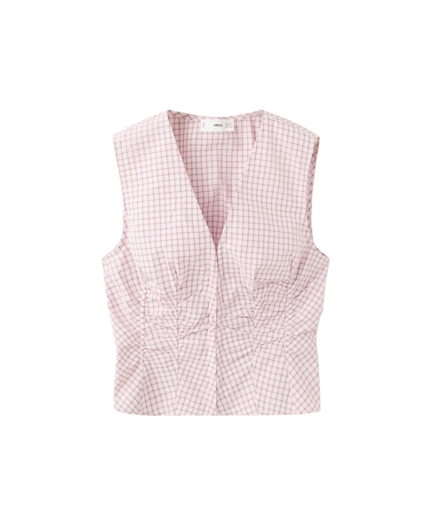 Women's Checkered V-Neck Sleeveless Blouse